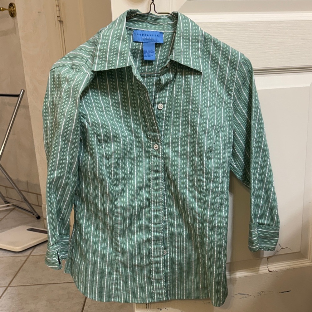 Doncaster Green Striped Blouse